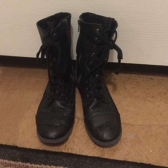 black combat boots