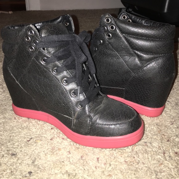 Black & Pink Sneaker Wedges from Shoe Dazzle