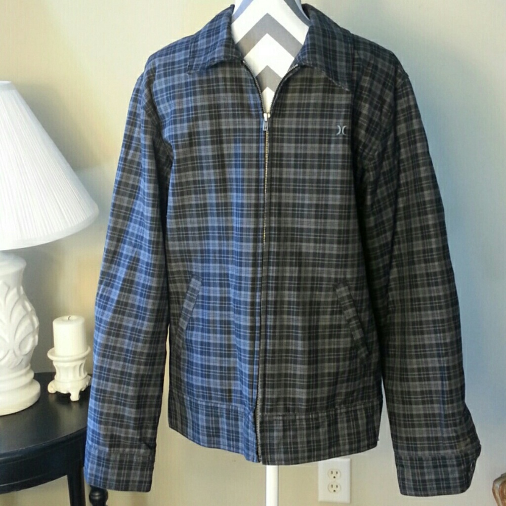 Hurley Gray and Black Plaid Coat