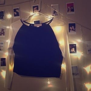 black and white long sleeve crop