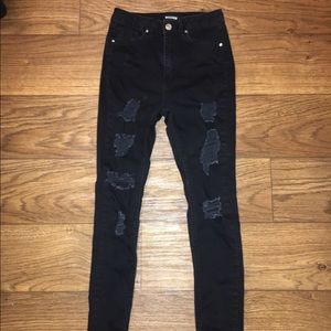 Distressed Black Jeans