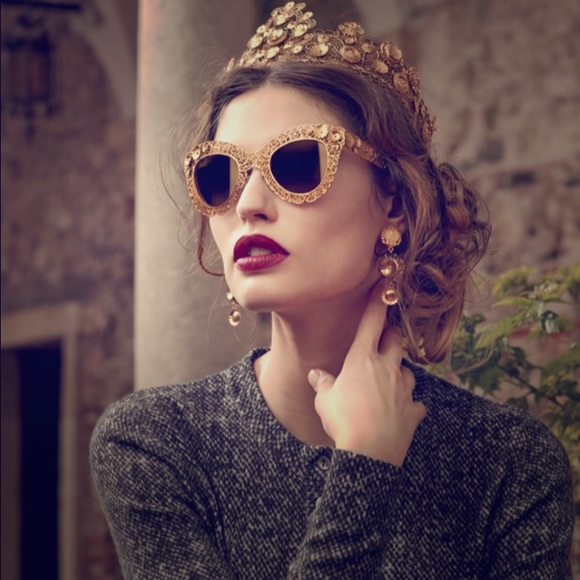 Dolce and Gabbana filigree gold lace sunglasses