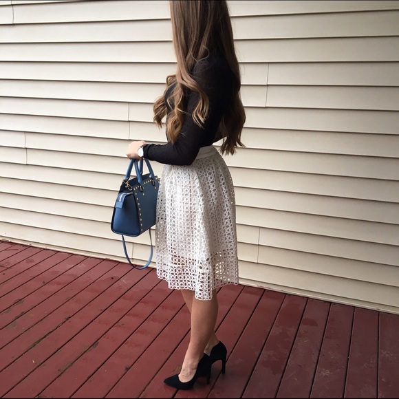 White Full A line Circle Skirt