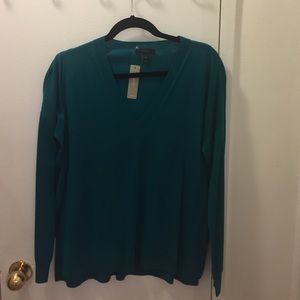 Green Jcrew v neck wool sweater