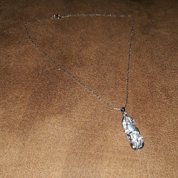 Biwa pearl cz plated Singapore chain 16" new gift - Picture 2 of 3