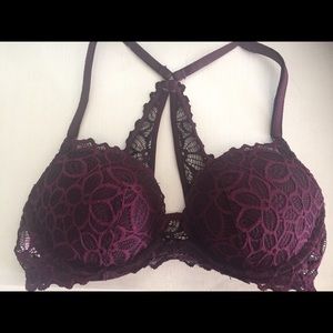 Pink front close push up bra