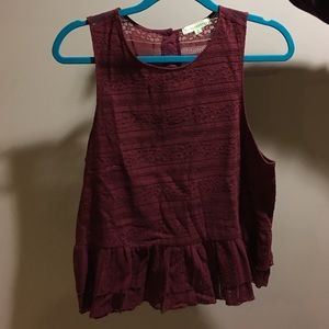 Burgundy Lace Peplum Top