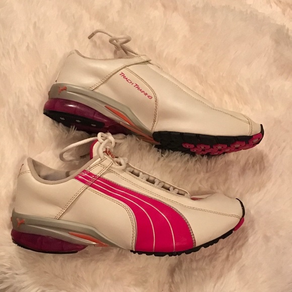 Puma White & Pink leather sneakers