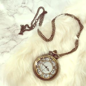Steampunk Pocket Watch Quartz Necklace