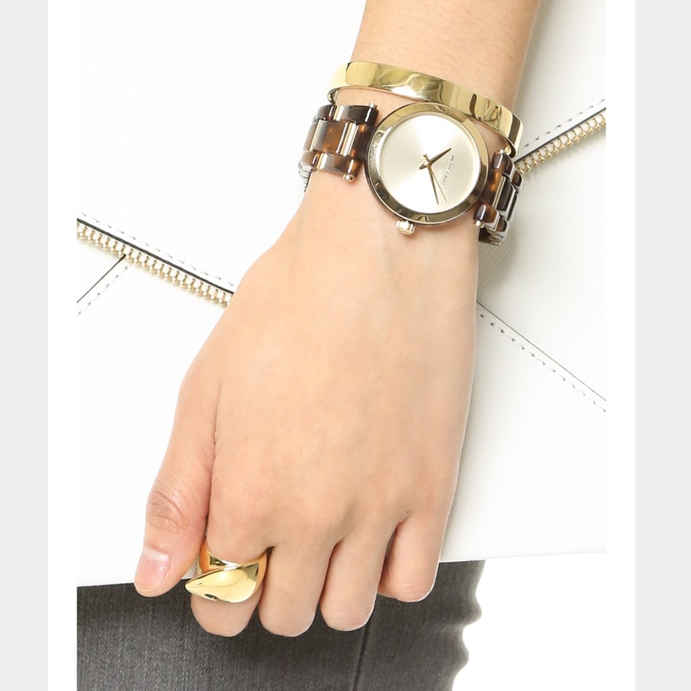 Michael Kors tortoise acetate gold delray watch - Picture 5 of 5