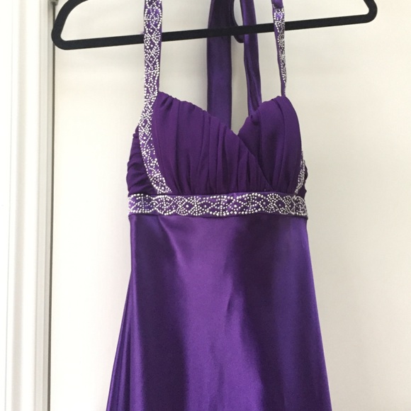 Purple halter prom dress