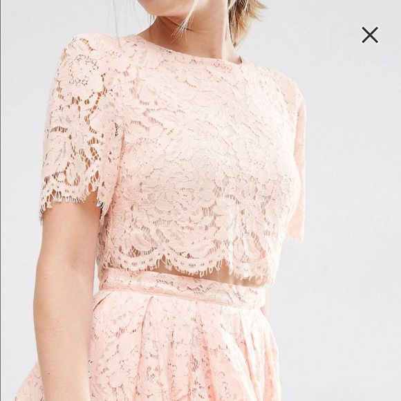 ASOS lace crop top midi prom dress