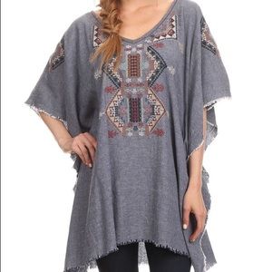Chambray poncho