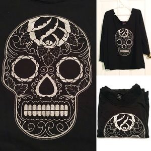 torrid Tops - GUC Glitter Skull Long-Sleeve Shirt torrid Tops - GUC Glitter Skull Long-Sleeve Shirt