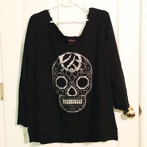 torrid Tops - GUC Glitter Skull Long-Sleeve Shirt torrid Tops - GUC Glitter Skull Long-Sleeve Shirt