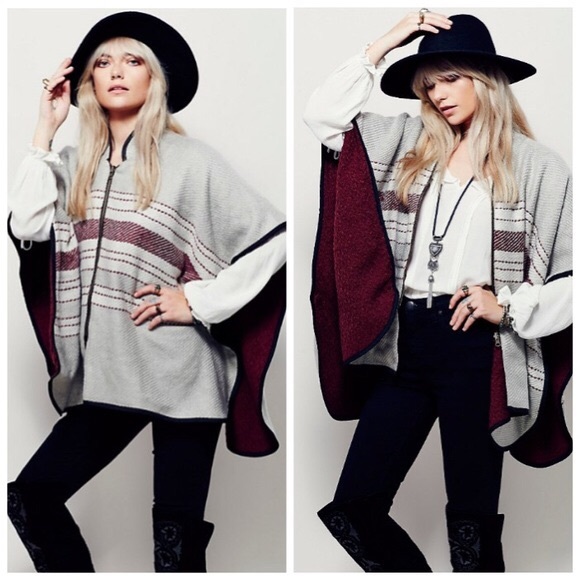 Free People Swept Away Zip Up Ruana Poncho