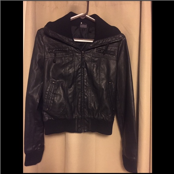 Black Leather Bomber Jacket