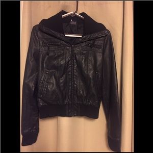 Black Leather Bomber Jacket