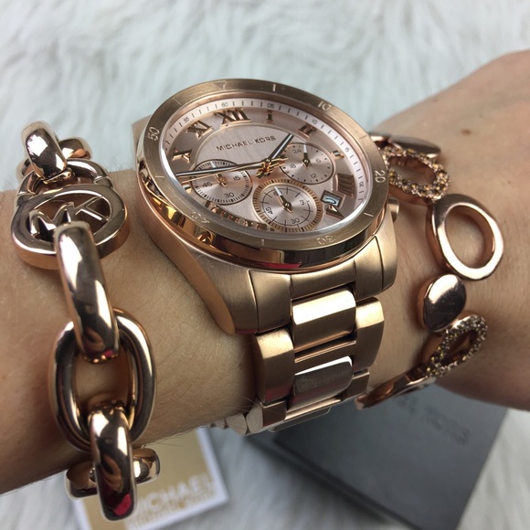 Michael Kors rose gold brecken chronograph watch - Picture 3 of 7