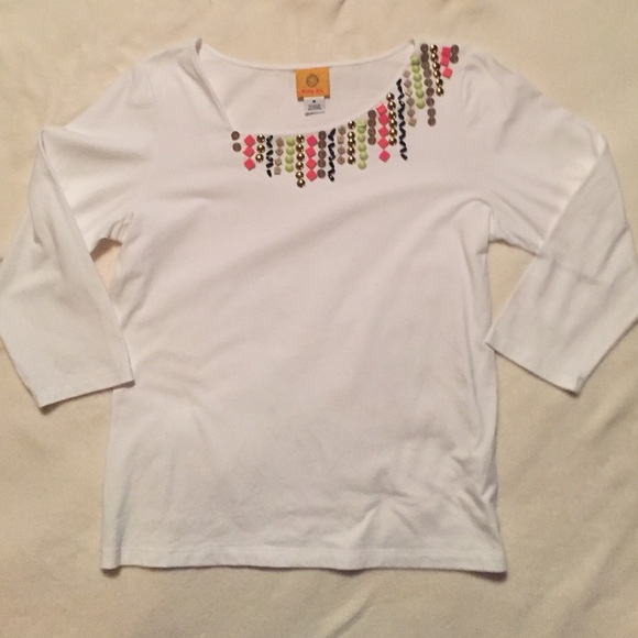 Ruby Road White beaded top M