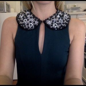 Forest green dress dress with bedazzled collar.