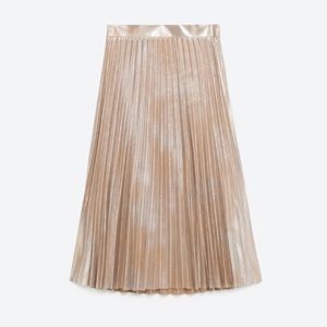 New Zara metallic pleated skirt S
