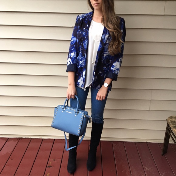 Vince Camuto Royal blue Floral Blazer