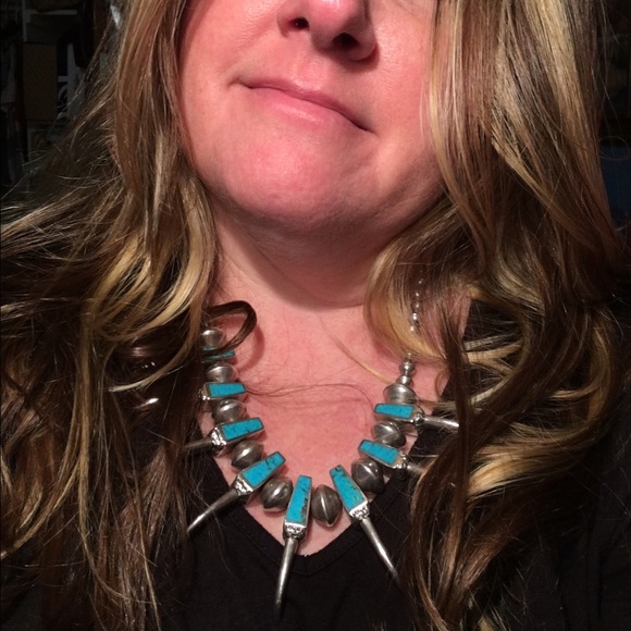 BEAR CLAW NECKLACE, SS & TURQUOISE - Picture 4 of 5