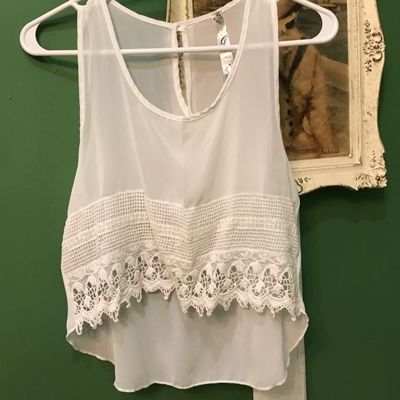 White chiffon crop top