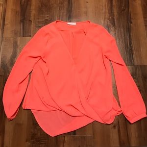 Cross wrap cut long sleeve top