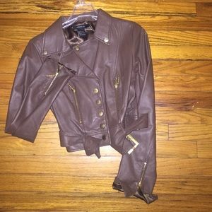 Brown motorcycle leather jacket