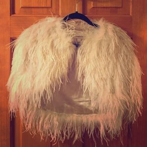 Temperley London Oatmeal Marabou Feather Shrug