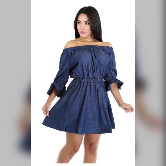 Denim Fiesta off shoulder dress