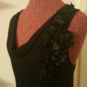 Black flower detail Cowl neck blouse