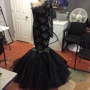 Black wedding dress with cathedral veil