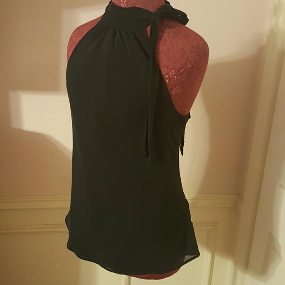 Black tie neck tank blouse