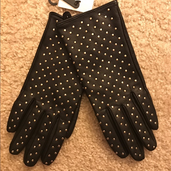 Cache Black Leather Gloves