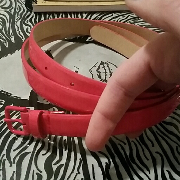 J-CREW pink patent leather belt
