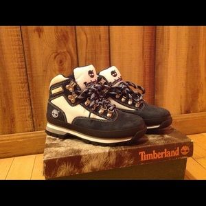 Navy blue and white Timberlands NEVER WORN!!!!