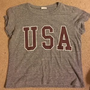 Gray 'USA'  John Galt/Brandy Melville Crop Top