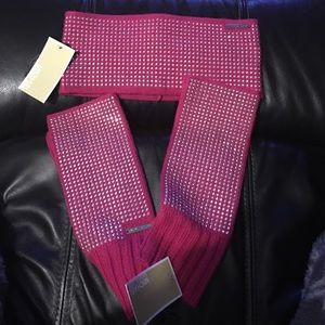 Nwt Michael Kors pink headband Fingerless gloves