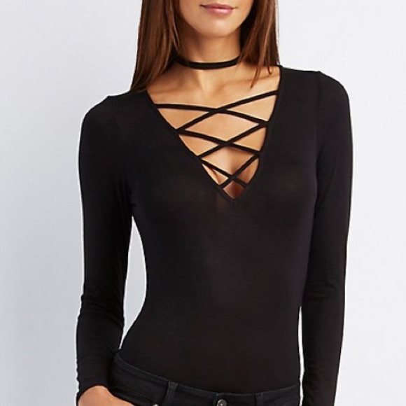 Tops - Black Plunging Bodysuit