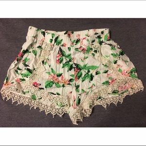 White floral shorts