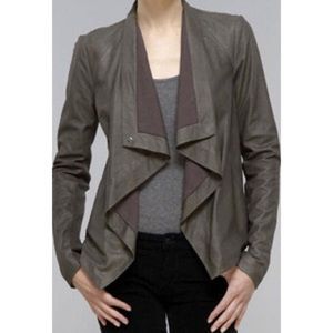 Vince Cowl Leather Jacket in Elephant