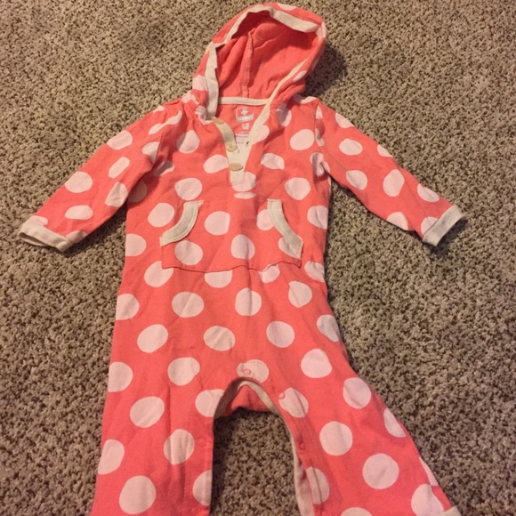 Cute polka dot hooded onesie