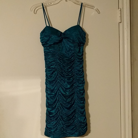 Teal spaghetti strap bodycon dress