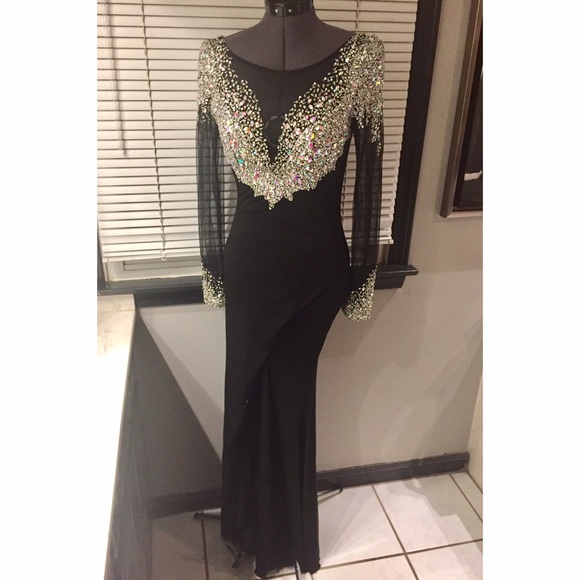 Amelia Couture Black Beaded Prom Dress