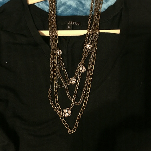 Bronze necklace with Austrian Crystal balls