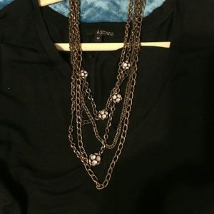 Bronze necklace with Austrian Crystal balls