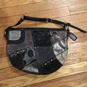Coach Metallic Leather Patchwork Shoulder Bag